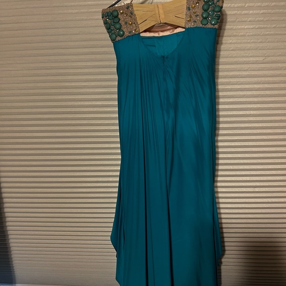 NWT Badgley Mischka Mark and James Turquoise Beaded Formal Dress medium - Picture 9 of 15